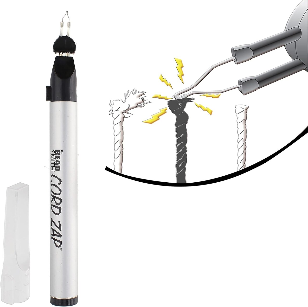 The Beadsmith Cord Zap - 7-Inch Extra Strong Thread Burner for Heavier Cords - Trim, Burn and Melt Thread with one Touch, Ideal for Finishing Bead Weaving and stringing Projects